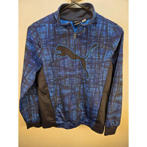 Puma Full Zip Long Sleeves Women Sweater Blue and Black Size 12 Pre-Owned